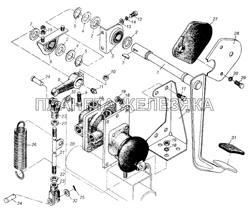 Привод тормозного крана МАЗ-64226